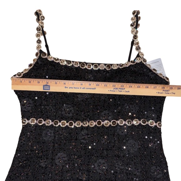 ELLIATT Adeline Mini Dress Black Embellished Rhinestone Cocktail Party XL FLAWED - Picture 9 of 13